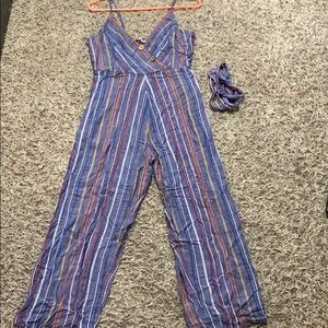 long striped romper w/ detachable rope
